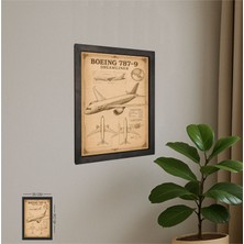 Vecihi Geliyor Boeing 787-9 Dreamliner Tablo Metal Çerçeveli Ahşap Pilot - Havacı - Uçak Tutkunu