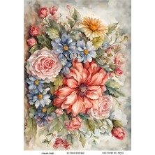 Nç25 Çiçek Desenli 30*42 cm Pirinç Dekopaj