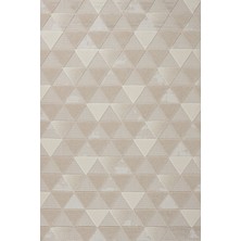 Hali.Net 80x150 cm Bej Krem Üçgen Modern Geometrik Halı | Salon Mutfak Halısı | Hav Vermez Leke Tutmaz | LXS_TREND-1091B