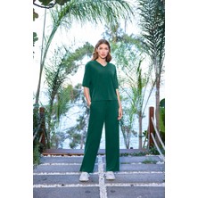 Monamise Kadın Kısa Kollu V Yaka Alt Üst Takım 25083