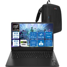 Hp Omen 17-DB1015NT Amd Ryzen Aı 7 350 24GB Ddr5 1tb SSD RTX5060 8gb Gddr7 17.3 Inç Fullhd (1920 x 1080) 144Hz 7ms 300NITS IPS Freedos Taşınabilir Bilgisayar C2EZ5EAF08 + Zetta Çanta