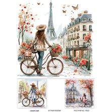 Paris Day Serisi PD32 Eyfel Kulesi Manzaralı 29*42 cm Pirinç Dekopaj