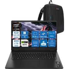 Hp Omen 17-DB1003NT Amd Ryzen Aı 9 365 48GB Ddr5 2tb SSD RTX5070 8gb Gddr7 17.3 Inç Fullhd (1920 x 1080) 144Hz 7ms 300NITS IPS Windows 11 Pro Taşınabilir Bilgisayar C67G1EAP27 + Zetta Çanta