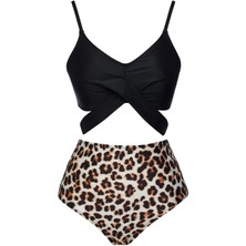 Yüksek Bel Çapraz Bağcıklı Bikini Takım