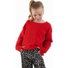 Crop Top Kız Çocuk Kırmızı Sweatshirt