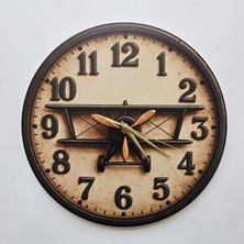 Vecihi Geliyor Pervaneli Uçak Temalı Duvar Saati Pilot - Havacı - Uçak Tutkunu