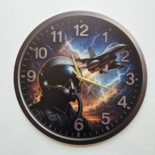 Vecihi Geliyor Pilot ve Jet Uçak Temalı Duvar Saati Pilot - Havacı - Uçak Tutkunu