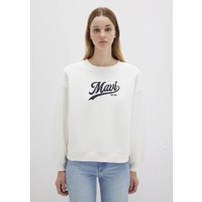 Mavi Mavi Logo Baskılı Ekru Sweatshirt 1S10419-80194