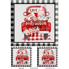 Sevgililer Serisi SG14 Love Cupid, Kamyonet, Gnome Desenli 30*42 cm Pirinç Dekopaj