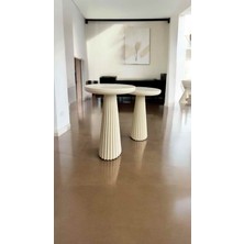 Simillo Home & Living Krem Renk Masif Doğal Ahşap Yan Sehpa Seti – 2’li Zigon & Fiskos Modeli