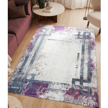 Kadife Dokulu, Lastikli, Sünger Apreli, Kaymaz, Yıkanabilir Modern Desenlerde Halı Örtüsü - 6 M2