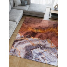 Kadife Dokulu, Lastikli, Sünger Apreli, Kaymaz, Yıkanabilir Modern Desenlerde Halı Örtüsü - 6 M2