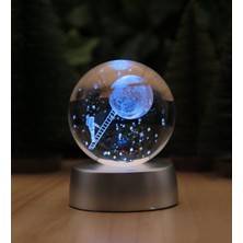 Ledli Usb'li Plastik Standlı Merdivenle Aya Çıkan Astronot Temalı Küre Renkli Rgb 3D Oda Gece Lamba