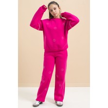 Fuşya Payet Işlemeli Şardonlu Kız Çocuk 2li Eşofman Takımı 21426