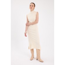 Natural Sıfır Kol Triko Midi Elbise 2232