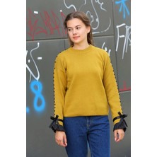 Boncuklu Bile Detaylı Kazak Hardal