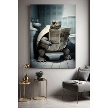 Özkacar Group Wc Tuvalet Banyo Komik Kaplumbağa Ev Duvar Salon Güzellik Salonu Ofis Dükkan Dekarasyon Kanvas Tablo