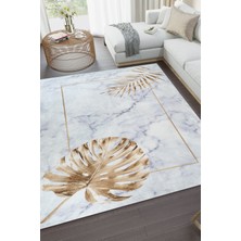 Kadife Dokulu, Lastikli, Sünger Apreli, Kaymaz, Yıkanabilir Modern Desenlerde Halı Örtüsü - 6 M2