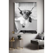 Özkacar Group Wc Tuvalet Banyo Kuvette Komik Öküz Ev Duvar Salon Güzellik Salonu Ofis Dükkan Dekarasyon Kanvas Tablo