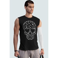 Yıldızlı Kurukafa Siyah Kesik Kol | Kolsuz Erkek Tshirt | Atlet