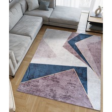 Kadife Dokulu, Lastikli, Sünger Apreli, Kaymaz, Yıkanabilir Modern Desenlerde Halı Örtüsü - 6 M2