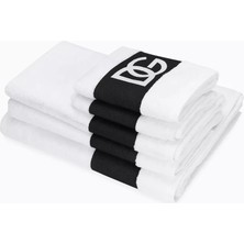 Dolce & Gabbana Casa Dg Logolu Jakarlı Pamuklu Havlular, Pamuklu, Yumuşak, Şık