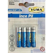 Yuma Ince Pil Aaa-Carbon R03P 1,5 V 12 Adet