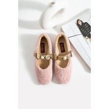 Kadın Peluş Toka Detay Düz Taban Ev Babet