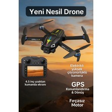 C28S Gps Drone Çift Kameralı, 4.5" Ekranlı Kumanda, Fırçasız Motor, 2 Batarya, Otomatik Geri Dönüş