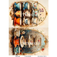 Çay Serisi TEA112 Fincan, Çiçek, Pano Desenli 29*42 cm Pirinç Dekopaj