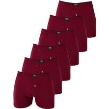 6'lı Paket Bordo Erkek Penye Havlu Bel Boxer %100 Pamuk