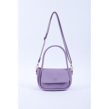 Lila SHK198 Suni Deri ,tek Bölmeli, Çıtçıtlı Ayarlanabilir Askılı El, Kol ve Omuz Çantası