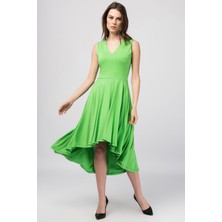 Kadın Yeşil Asimetrik Kesim Elbise 18L6215