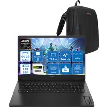 Hp Omen 17-DB1015NT Amd Ryzen Aı 7 350 64GB Ddr5 1tb SSD RTX5060 8gb Gddr7 17.3 Inç Fullhd (1920 x 1080) 144Hz 7ms 300NITS IPS Windows 11 Pro Taşınabilir Bilgisayar C2EZ5EAP32 + Zetta Çanta