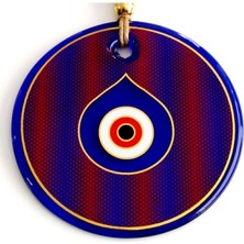 Damla Göz Modelli Yaldızlı Kırmızılı Cam Duvar Süsü Nazarlık