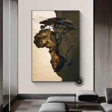 Afrika Haritası Duvar Sanatı, Afrika Haritası Tablosu, Kıta Haritası Dekoru
