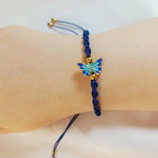 Crystal Atelier Kelebek Figürlü Örgü Makrome Bileklik, El Yapımı Ayarlanabilir Şık Hediyelik Kadın Bileklik, Kelebek Desenli Makrome Örgü Günlük Kombin Bileklik, Kelebek Bileklik, Makrome Bileklik