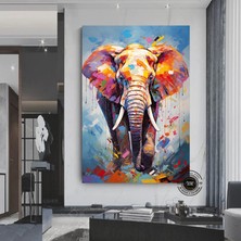 Renkli Fil Baskısı, Pop Art Kanvas, Sulu Boya Fil Posteri, Yatak Üstü Dekoru