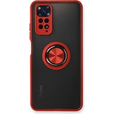 Newface Xiaomi Redmi Note 11 Kılıf Montreal Yüzüklü Silikon Kapak - Kırmızı Svlrs