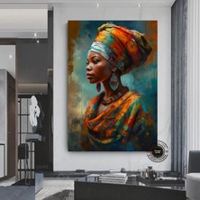 Afrikalı Kadın Kanvası, Etnik Kadın Portresi, Renkli Duvar Dekoru