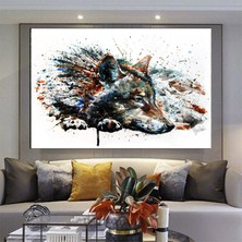 Özel Kurt Tablosu, Soyut Kanvas, Hayvan Duvar Sanat Baskıları, Ekstra Büyük Kanvas Duvar Sanatı