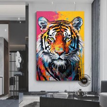 Soyut Graffiti Aslan Tablosu; Modern Hayvan Sokak Sanatı; Renkli Kanvas Poster Baskısı; Duvar Sanatı