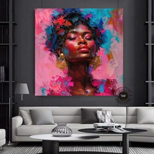 Afro-Amerikan Pop Art Kadın Kanvas Tablosu, Renkli Soyut Sanat, Pop Art Kanvas Baskı