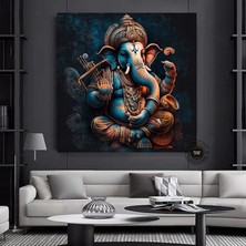 Harika Ganesha Duvar Sanatı – Soyut Duvar Sanatı, Renkli Ilham Veren Ganesha Kanvas Tablosu