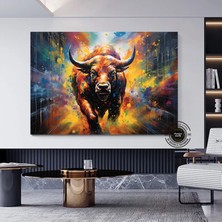 Boğa Graffiti Duvar Sanatı, Hayvan Boğa Sanatı Graffiti Baskısı, Modern, Kentsel