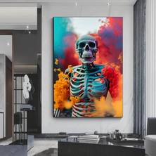Iskelet Kanvas Duvar Sanatı; Sürreal Kanvas Boyama; Modern Ev Dekorasyonu