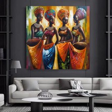 Renkli Afrika Kadını Kanvas Tablosu, Afro-Amerikan Sanatı, Modern Sanat Baskısı, Moda Dekoru