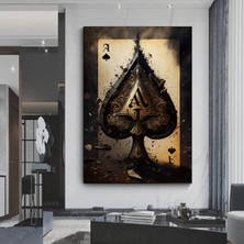 Poker Kartları Kanvas Tablosu, Poker Duvar Sanatı, Siyah Kanvas Tablo, Modern Sanat, Antika Stil