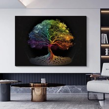 Yaşam Ağacı Kanvas Tablo; Kanvas Ev Dekoru; Oturma Odası Duvar Sanatı; Ağaç Baskısı; Renkli Kanvas;