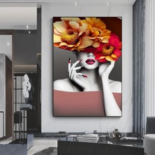 Çiçekli Kadın Duvar Sanatı; Gül Başlı Kadın; Moda Kadın; Çiçekli Baş Posteri; Çiçek Kadın Kanvas; As